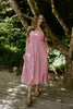 Lightweight Ruched Top Midi Dress - Pink