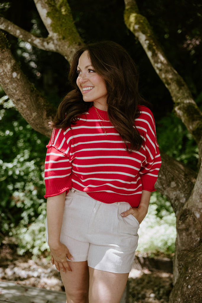 Boxy Striped Knit Red