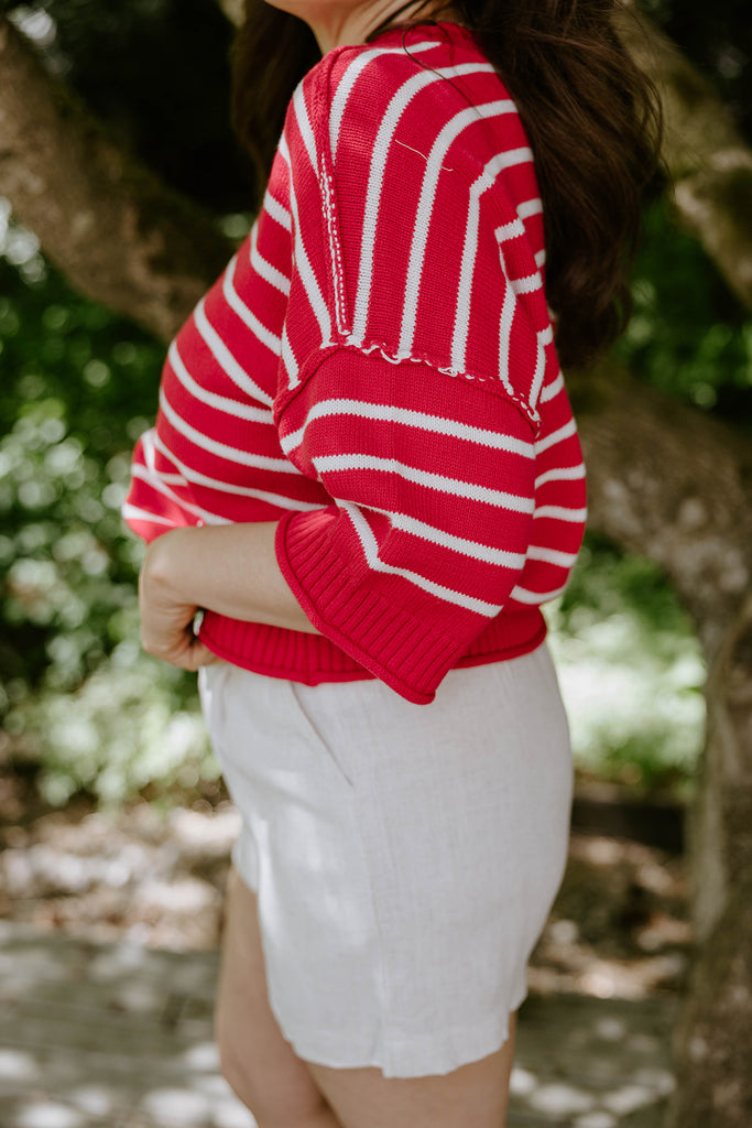 Boxy Striped Knit Red