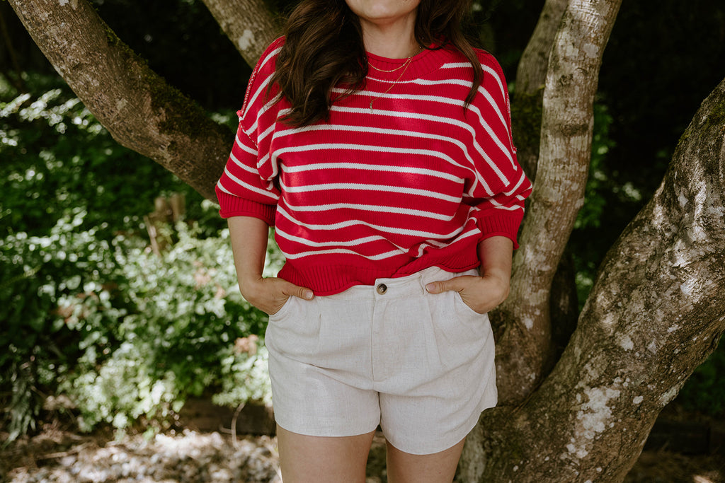 Linen Shorts with Pockets - Oat