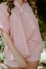 Oversized Striped Shirt & Shorts Set - Red