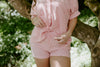 Oversized Striped Shirt & Shorts Set - Red