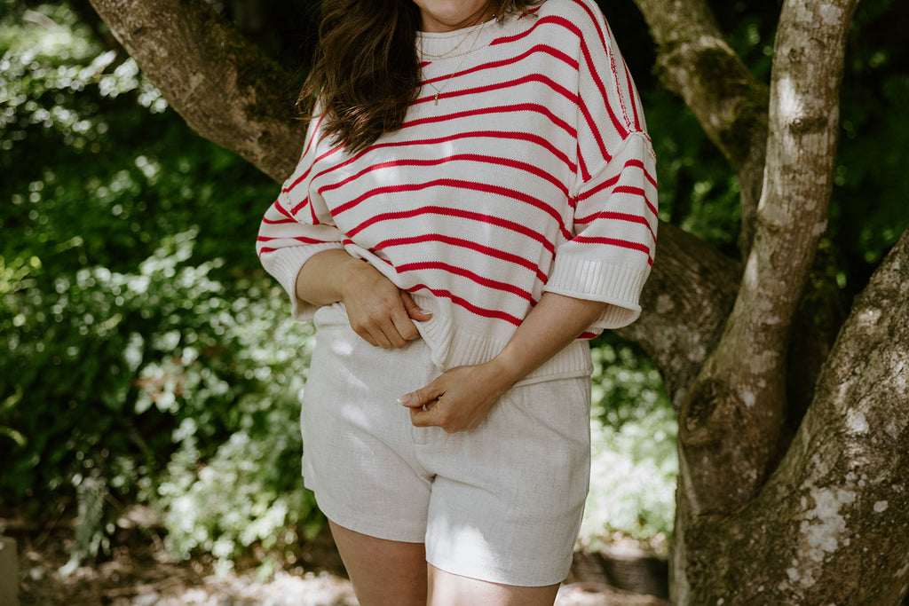 Red Boxy Striped Knit