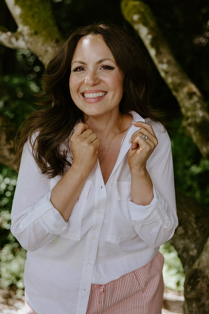 Classic Linen Button Up - White