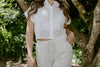 White Eyelet Button Up