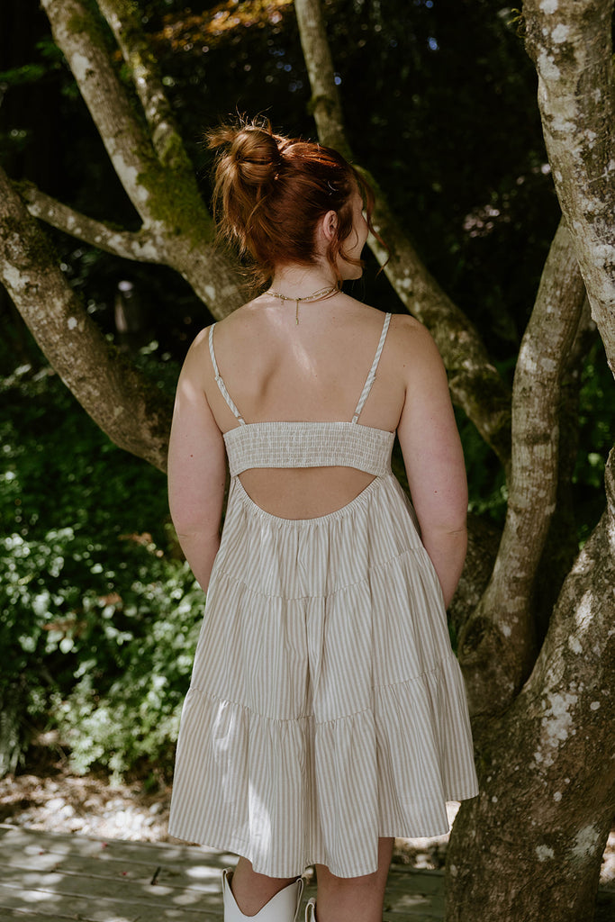 Striped Sun Dress - Taupe