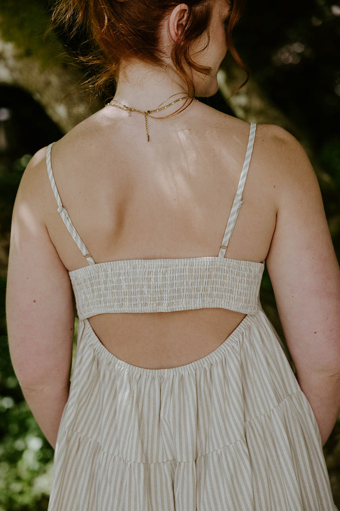Striped Sun Dress - Taupe