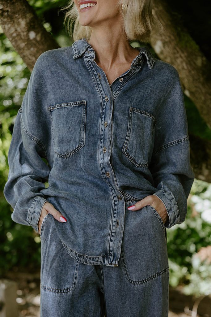 Chambray/Tencel Button Up Shirt