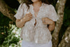 Embroidered Front Tie Peplum - Khaki