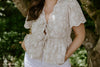Embroidered Front Tie Peplum - Khaki