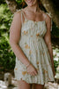 Floral Dress With Back Tie - Sage