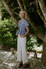 Embroidered Front Tie Peplum - Denim