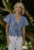 Embroidered Front Tie Peplum - Denim