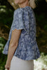 Embroidered Front Tie Peplum - Denim