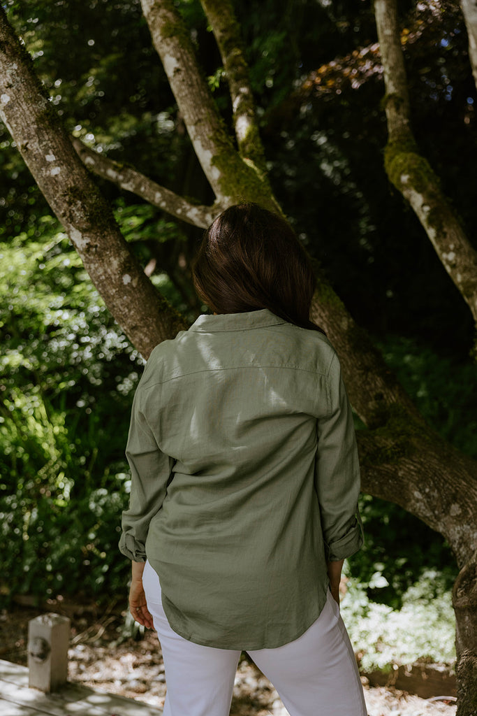 Classic Linen Button up - Olive
