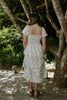 Puff Sleeve Midi Dress With Buttons - Sage