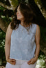 Embroidered Floral Sleeveless Top - Blue