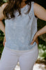 Embroidered Floral Sleeveless Top - Blue