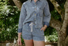 Washed Denim Boxy Shirt & Shorts Set