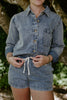 Washed Denim Boxy Shirt & Shorts Set