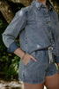Washed Denim Boxy Shirt & Shorts Set