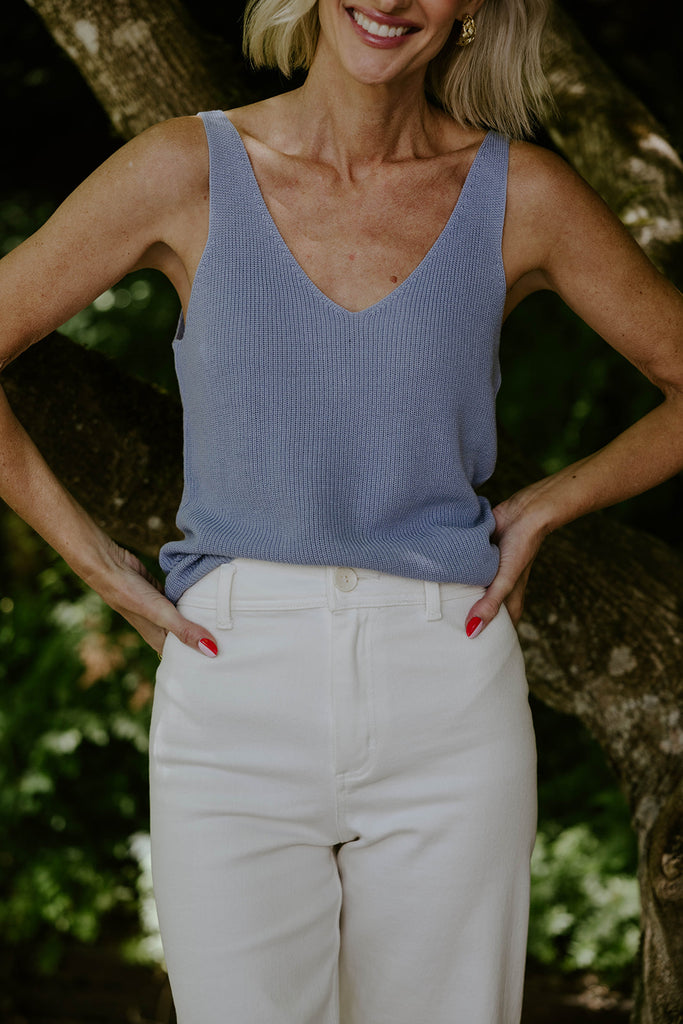 Lightweight Knit Tank - Blue