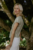 Scalloped Embroidered Front Tie Top – Sage Green