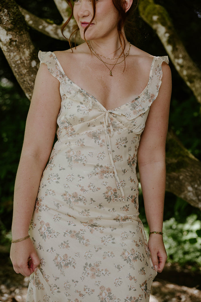 Ruffle Floral Dress - Yellow