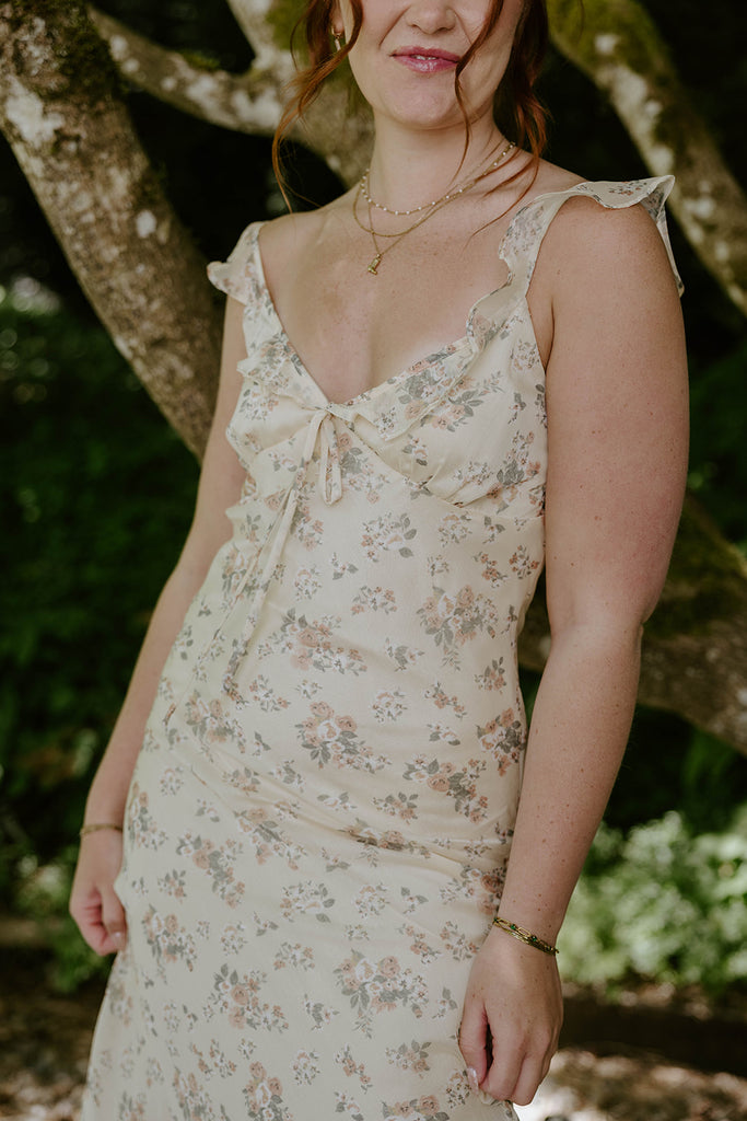 Ruffle Floral Dress - Yellow