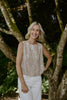 Embroidered Floral Sleeveless Top - Khaki