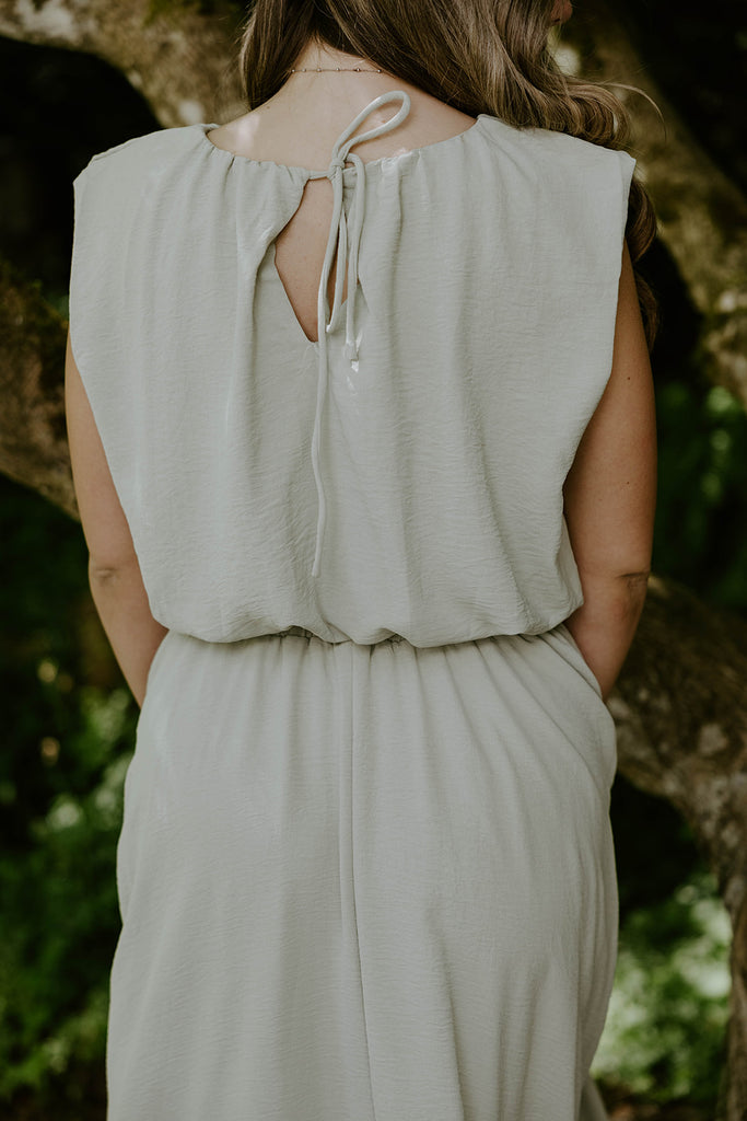 Bubble Top & Flowy Midi Skirt Set - Olive
