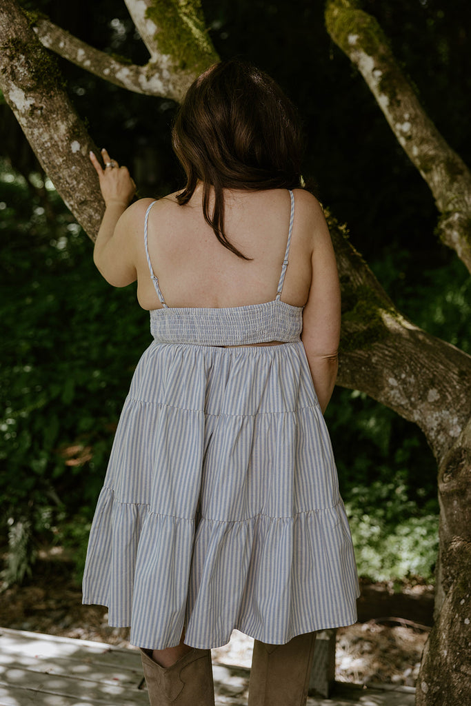 Striped Sun Dress - Sky Blue