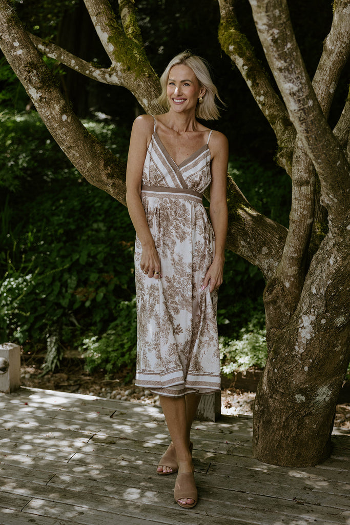 Printed Midi Dress - Sand