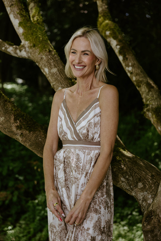 Printed Midi Dress - Sand