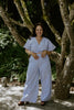 Striped Front Twist Top & Pant Set - Blue