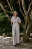 Striped Front Twist Top & Pant Set - Taupe