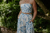 Abstract Print Top & Flowy Pant Set - Blue