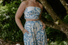 Abstract Print Top & Flowy Pant Set - Blue