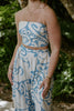 Abstract Print Top & Flowy Pant Set - Blue