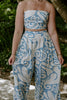 Abstract Print Top & Flowy Pant Set - Blue