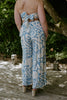 Abstract Print Top & Flowy Pant Set - Blue