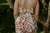 Abstract Print Top & Flowy Pant Set - Brown