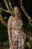 Abstract Print Top & Flowy Pant Set - Brown