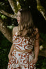Abstract Print Top & Flowy Pant Set - Brown