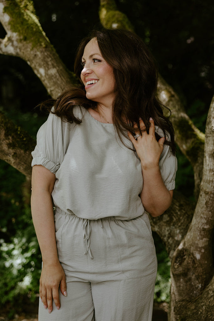 Top & Flowy Pant Casual Set - Sage