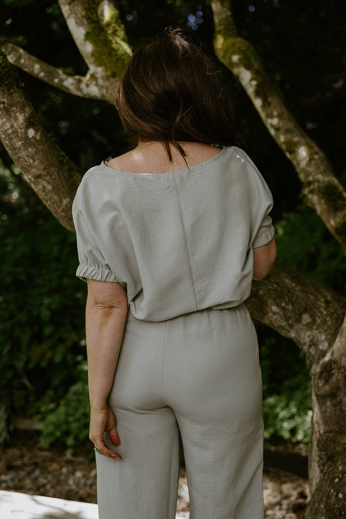 Top & Flowy Pant Casual Set - Sage