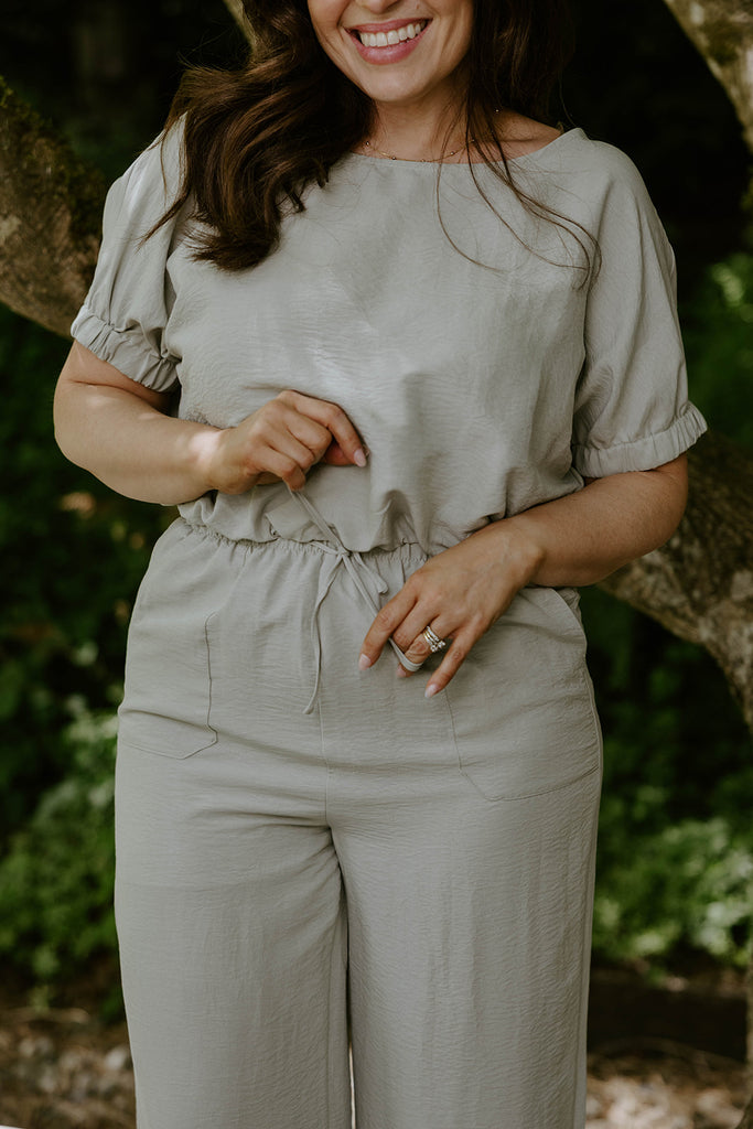 Top & Flowy Pant Casual Set - Sage