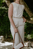 Linen Top & Flowy Pant Set - Oat