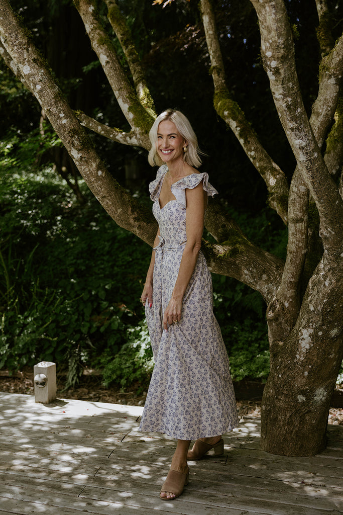 Parisian Bloom Dress - Vintage Blue