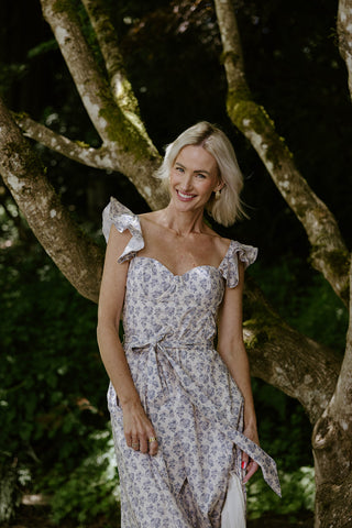 Embroidered Front Tie Peplum - Denim